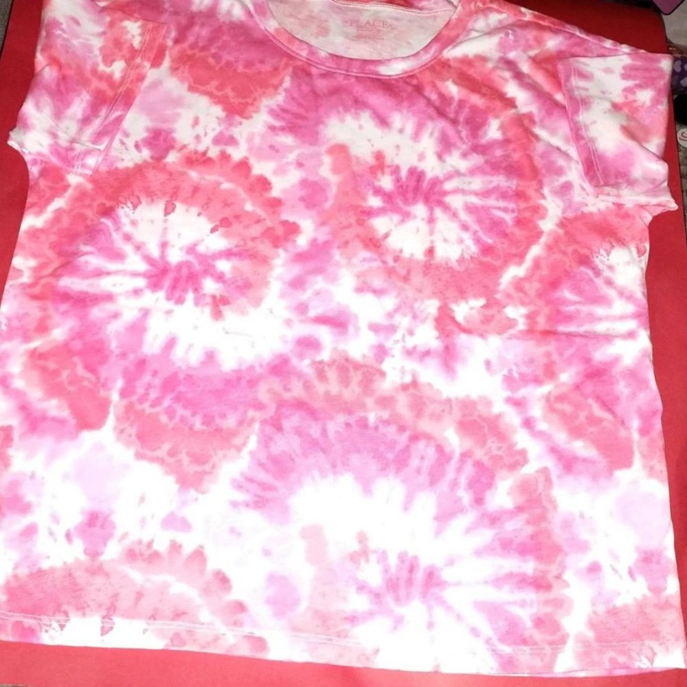 Children's Place teen Youth girl t Shirt pink tie dye size XXL 16 K-190